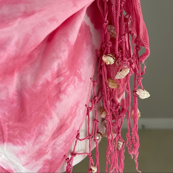 So cute! Beach wrap with real seashells, tie-dye - Picture 3 of 9